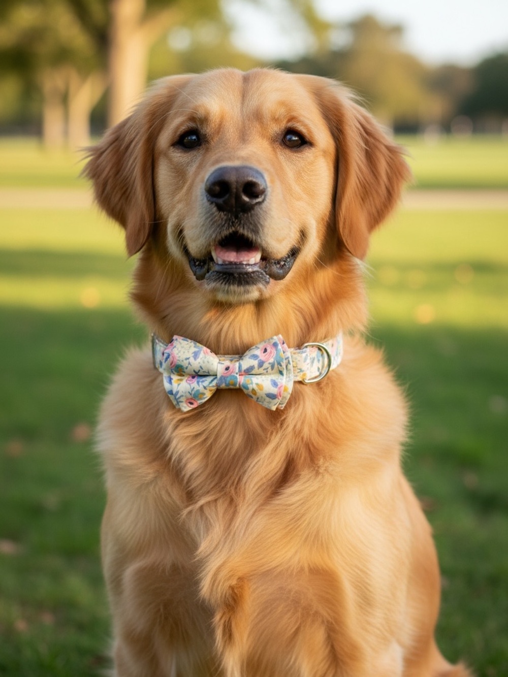 Floral Bow Tie Dog Collar EUC